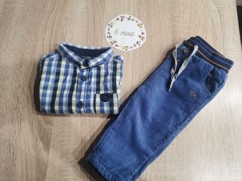 Ensemble bébé garçon 6mois pantalon + chemise obaibi et cadet rousselle tbe