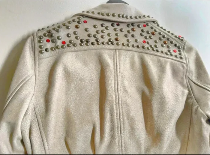 Magnifique Perfecto écru, en cuir d’agneau, taille 40, Neuf - Hoss Intropia - photo numéro 6