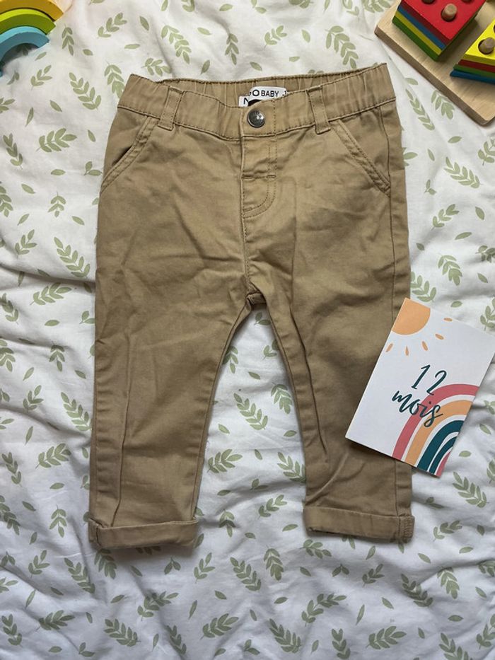 pantalon beige taille réglable 12 mois npo - photo numéro 2