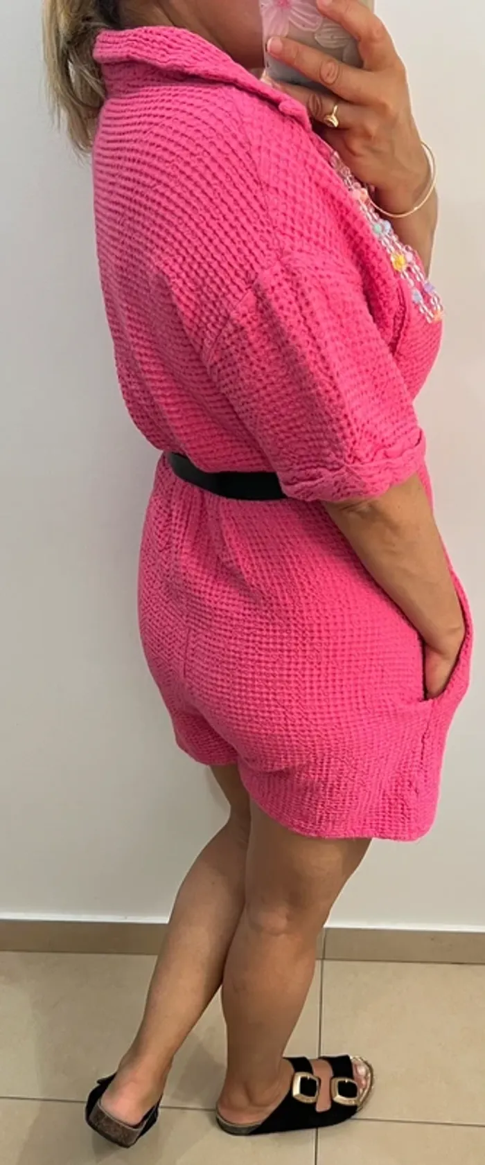 Combishort En Coton Gaufré Taille Unique - photo numéro 6