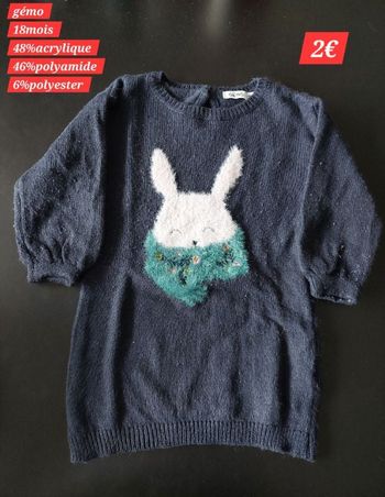 Robe bleue marine motif lapin fille 18mois