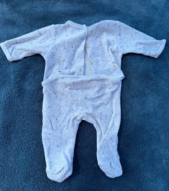 Pyjama velours gris 1 mois - photo numéro 2