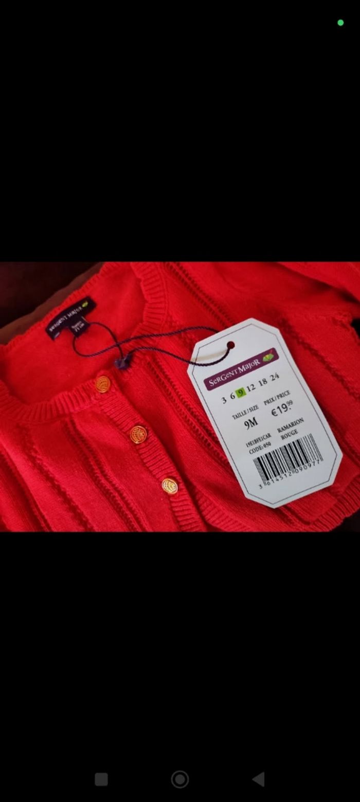 Gilet manche longue rouge 9 mois sergent major - photo numéro 2