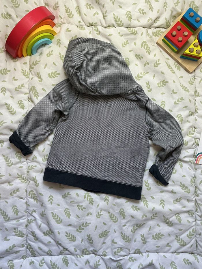 gilet zippé à capuche rayé marine 18 mois du pareil au même - photo numéro 7
