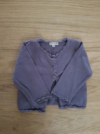 Gilet violet bébé fille grain de blé taille 12 mois 74 cm