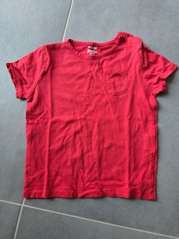 t-shirt manches courtes rouge poche tulipe