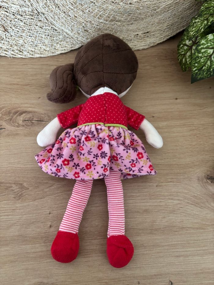 Doudou poupée chiffon robe rose fleurs pois nicotoy - photo numéro 3