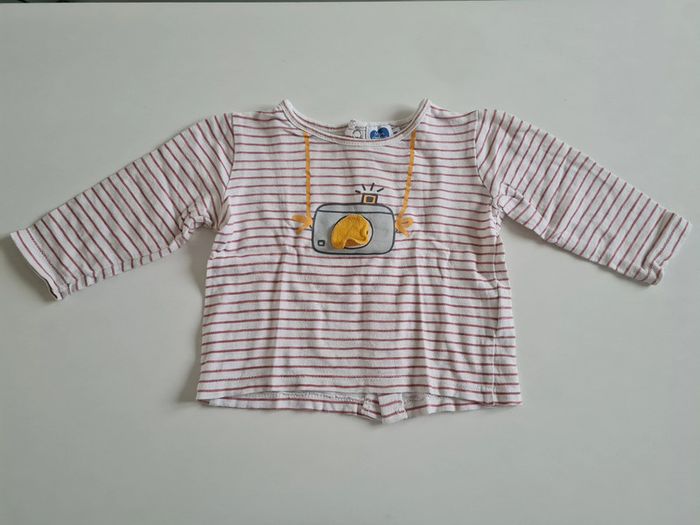 Tee shirt blanc rayé