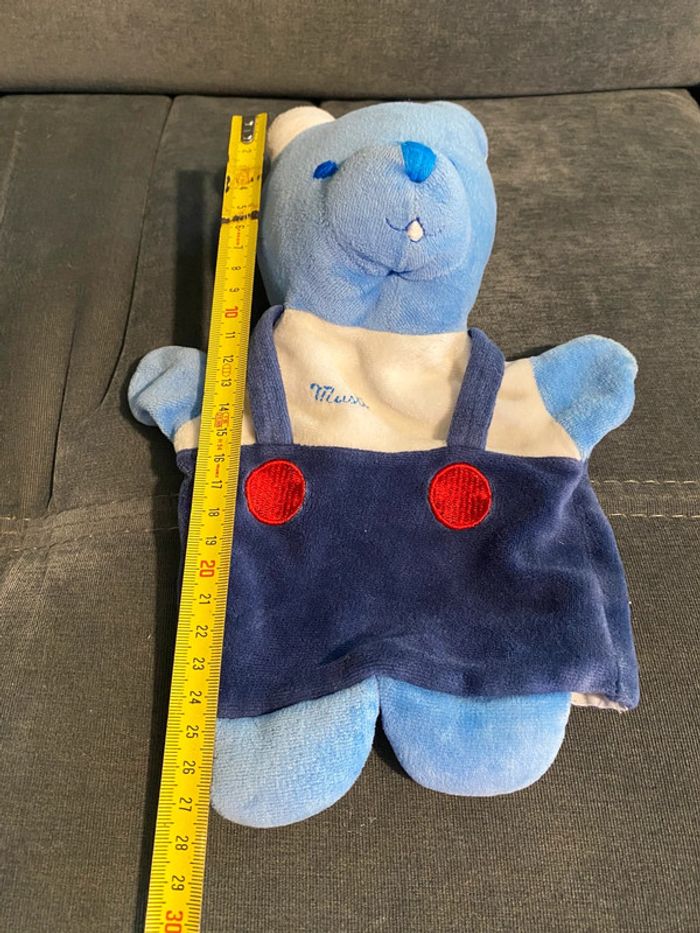 Peluche doudou marionnette Musti Mustela bleu - photo numéro 4