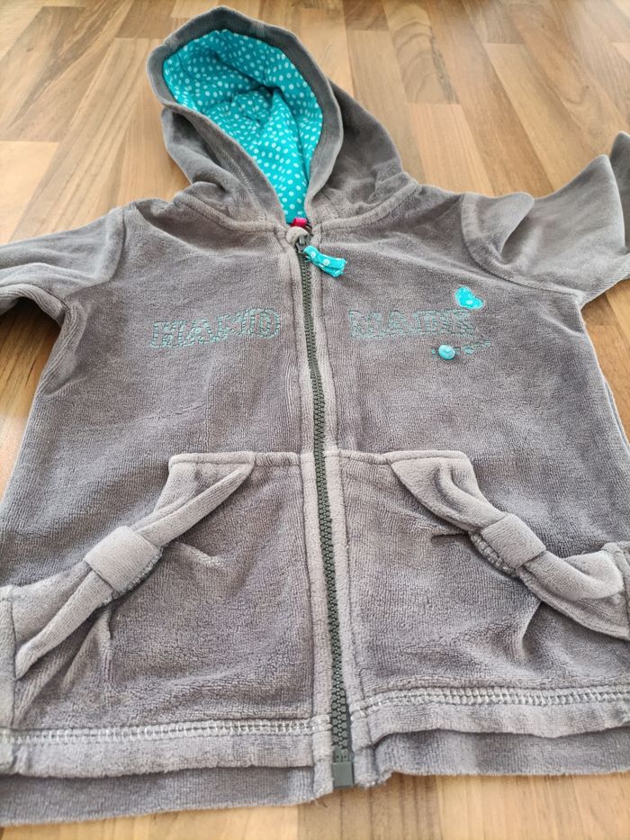 Gilet zippé orchestra 2 ans marron et turquoise - photo numéro 4