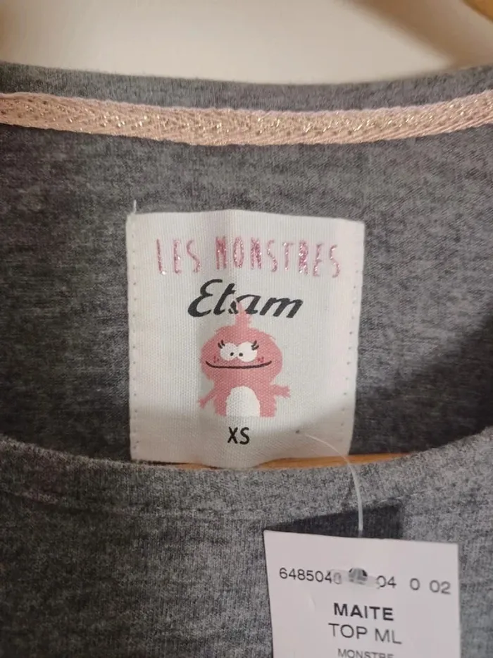 Haut de pyjama ETAM Gris avec inscription " Trop chou !" Taille XS Neuf avec étiquette - photo numéro 6