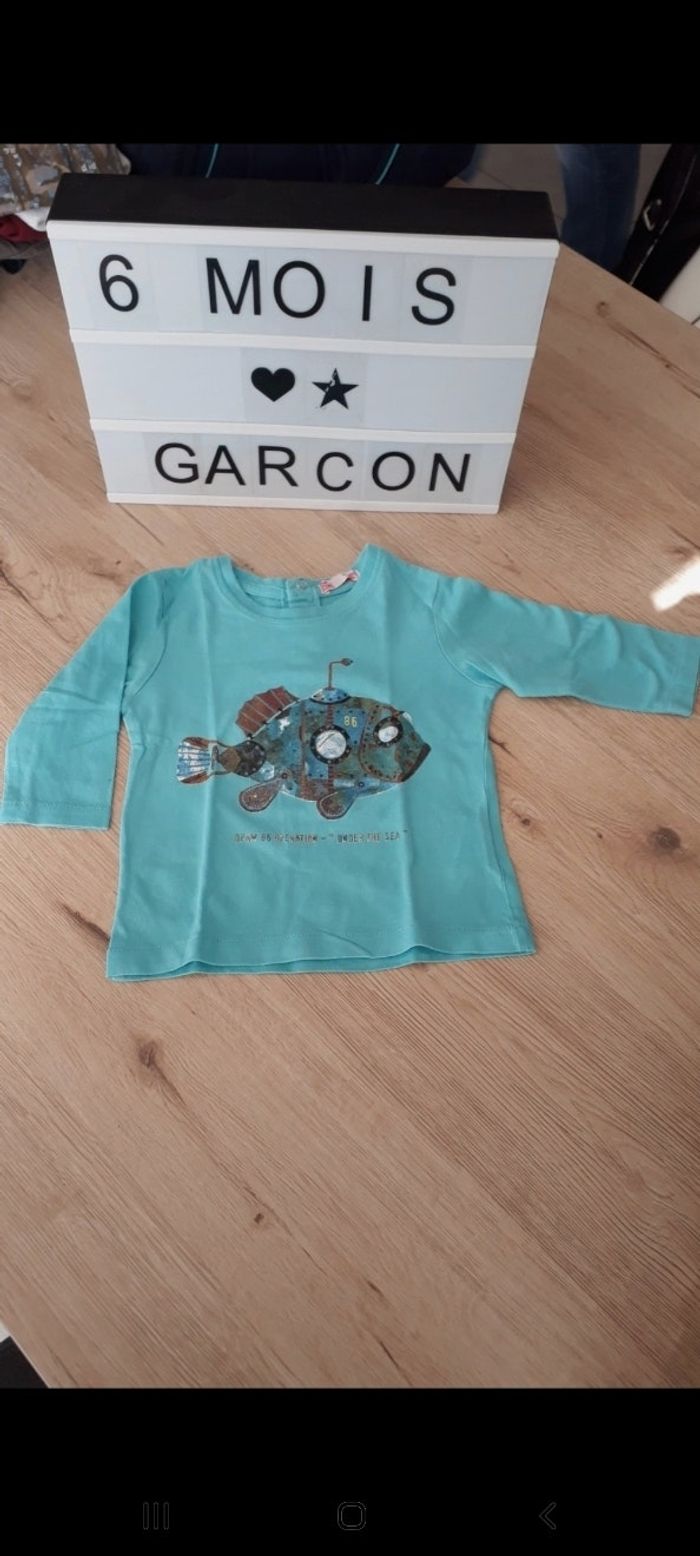 Tee shirt bleu poisson