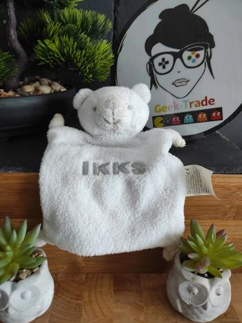Doudou Knuffel Comforter Ours Bear Blanc IKKS Gris #geektradedoudou
