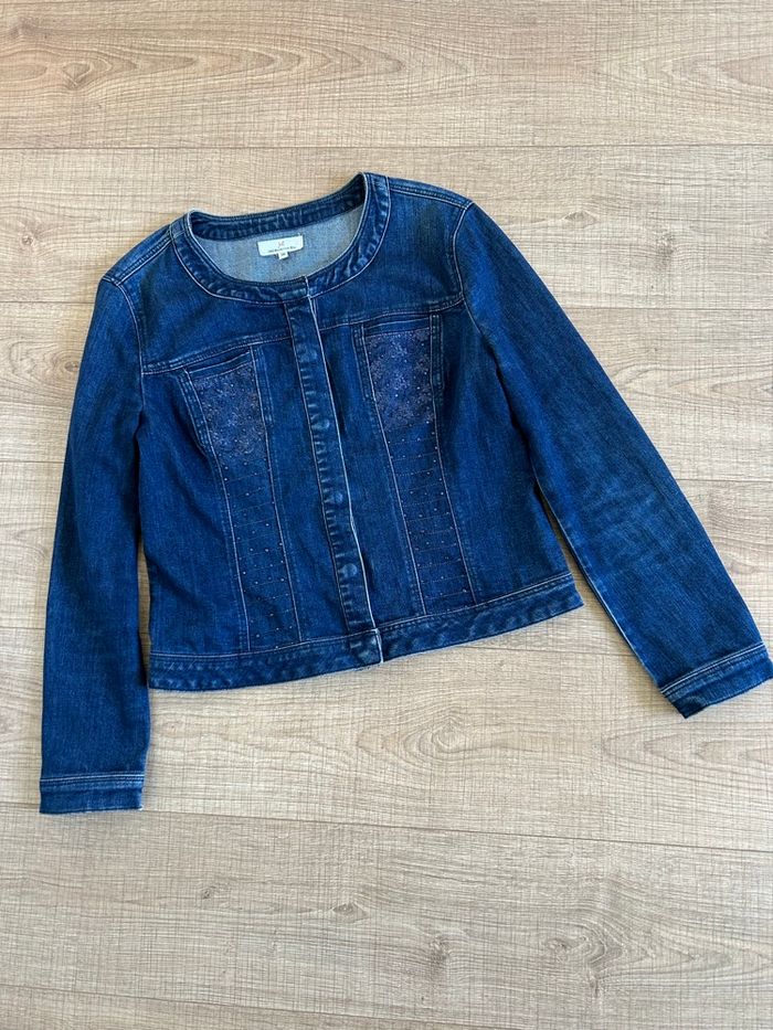 Veste en jean bleue marine Jacqueline Riu taille 38 excellent état - photo numéro 7