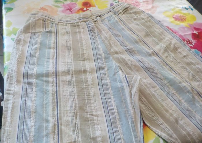 Pantalon femme T48 coton rayé