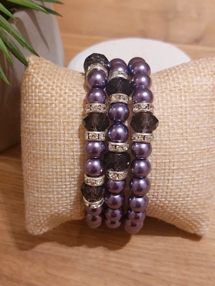 Collier de perles violettes et bracelet assorti - photo numéro 3