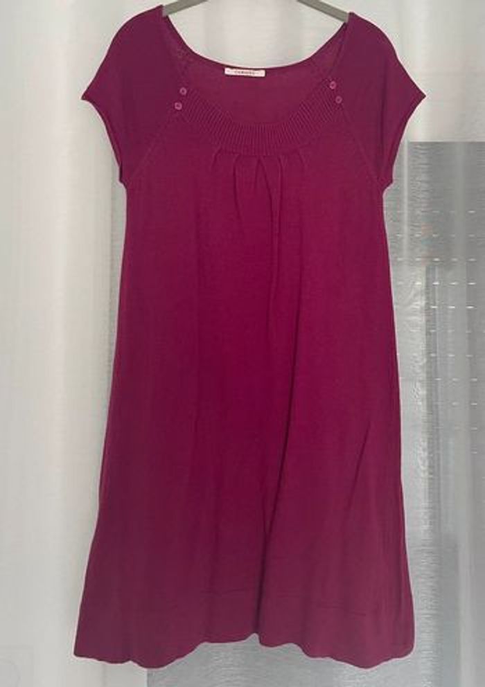 Camaieu - robe pull col rond fushia T38