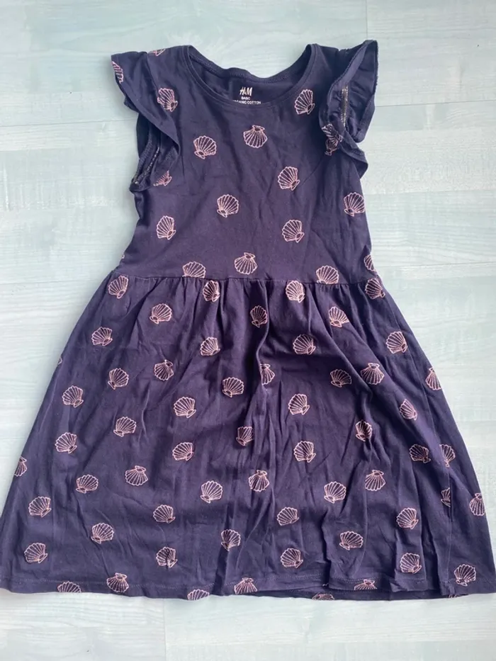 Robe bleu marine coquillage h&m 7/8ans