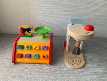 Lot balance + batteur en bois