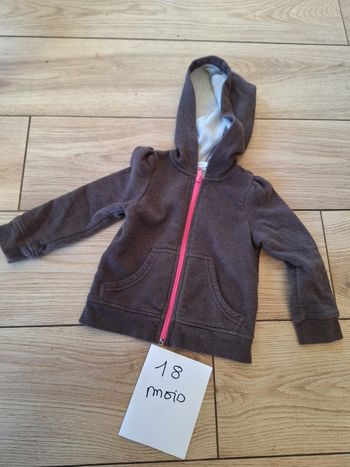 Veste zippée à capuche 18 mois fille