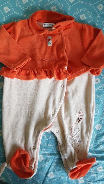 Pyjama velours ouverture avant fille 6 mois
