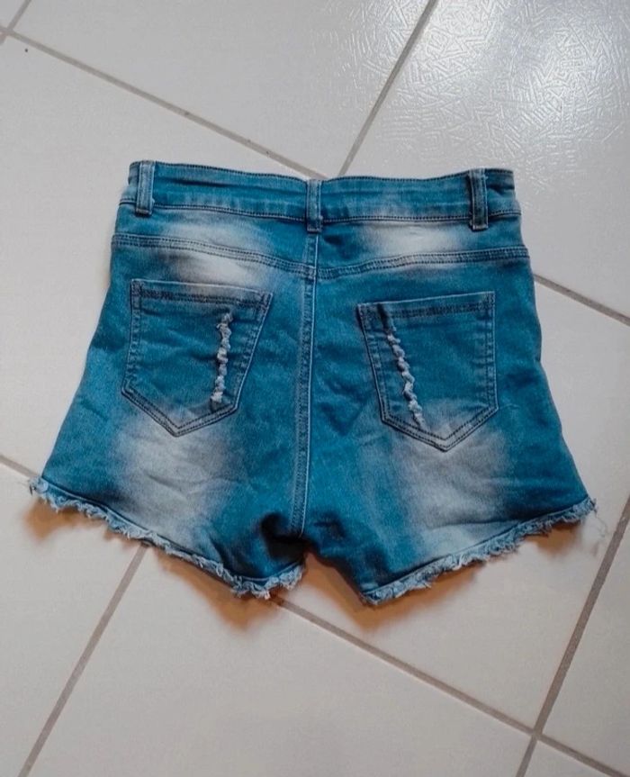 Short femme en simili jeans bleu - photo numéro 11