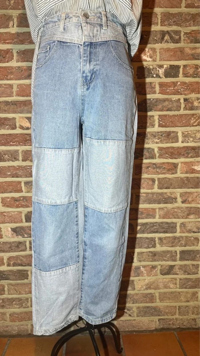 Jeans Taille Haute bleu bicolore Shein Taille XS /34