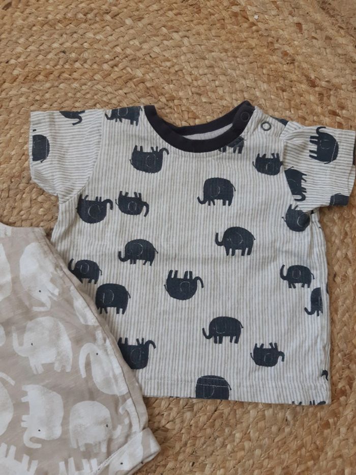 Tenue tee-shirt et salopette éléphants - photo numéro 3