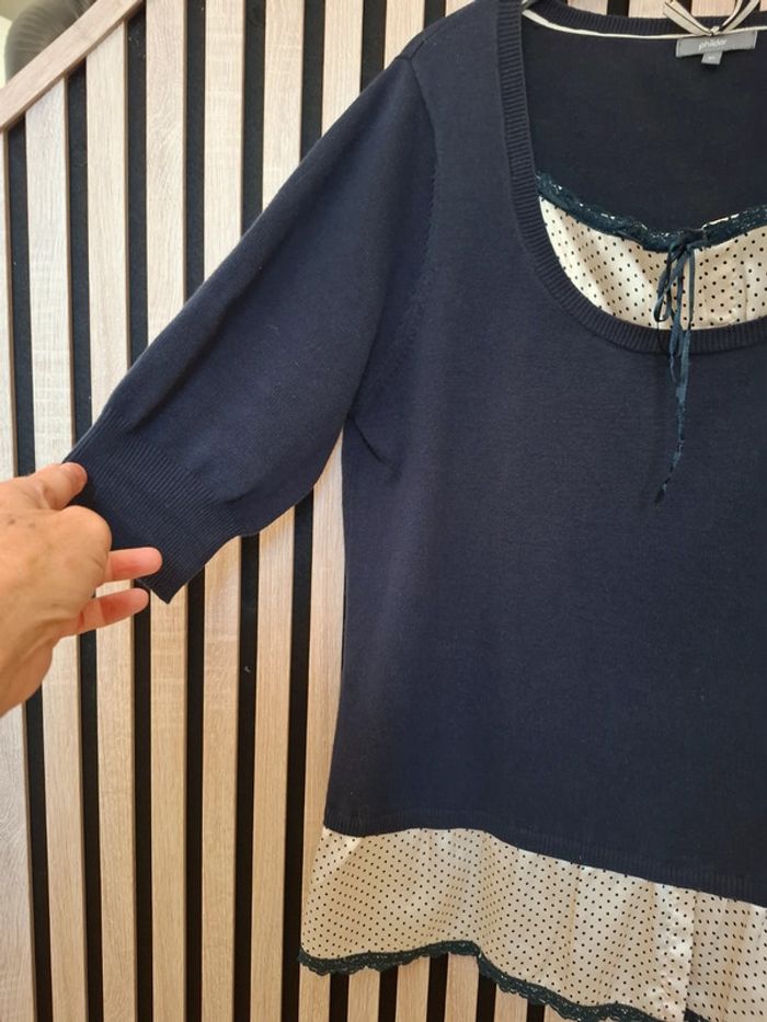 Pull bleu marine bohème Phildar T 42 - photo numéro 4