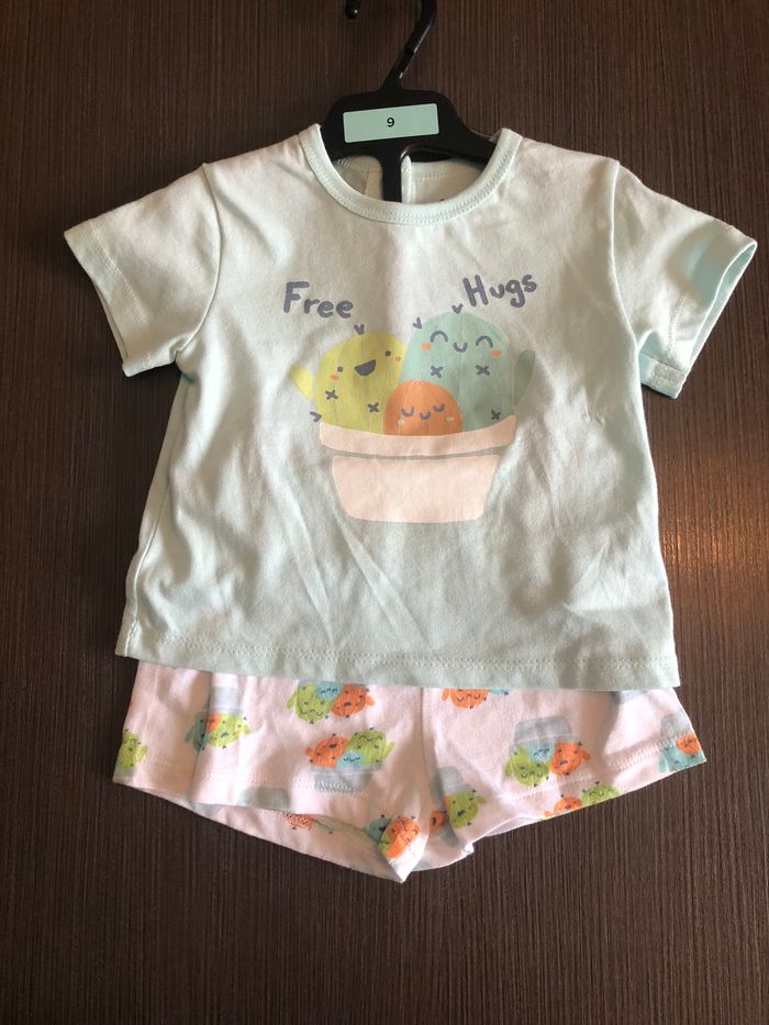 ensemble tee shirt short garcon en coton tex baby 71 cm 9 mois