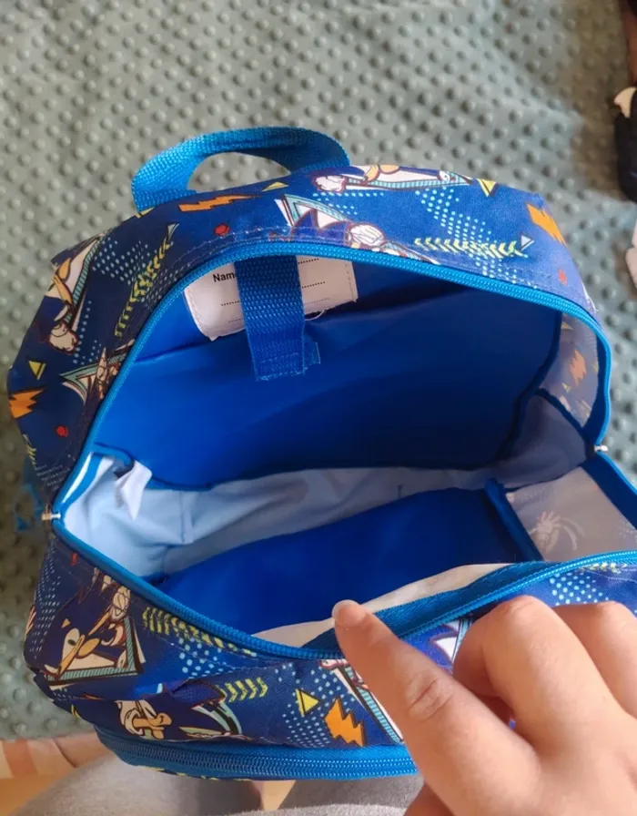 Lot sac à dos/cartable bleu sonic double poches et compartiments + trousse double compartiment sonic - photo numéro 6