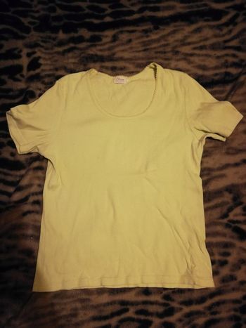 Tee shirt Vintage finement côtelé vert claire /anis t40 Etam