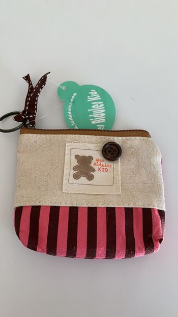 Petit porte-monnaie « Mes bidules KID » rose / bordeau.