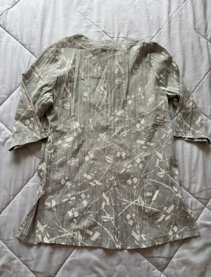 Tunique blouse vintage 90s ample grise col fendu manches 3/4 – Afibel – taille M/38 France - photo numéro 9