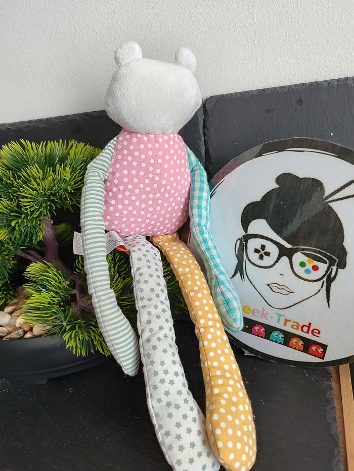 Doudou cochon blanc rose bleu orange vert pois rayure étoile Hema ours coeur - photo numéro 2