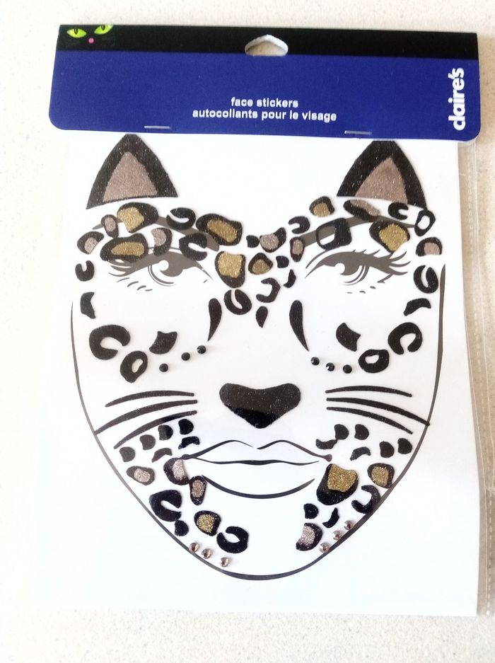 Fêtes stickers visage léopard