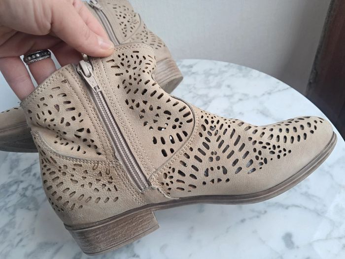 Bottines low boots beige en cuir P.36 - photo numéro 5