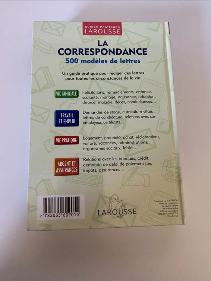Livre La correspondance 500 modèles de lettres Larousse - photo numéro 2
