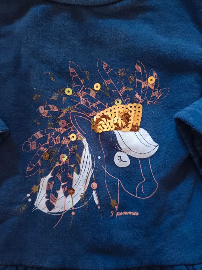 Robe bleue licorne 3/6 mois - photo numéro 2