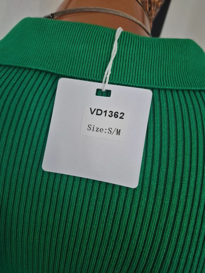 Robe Longue Manches Longues Vert Femme Taille S/M - photo numéro 3