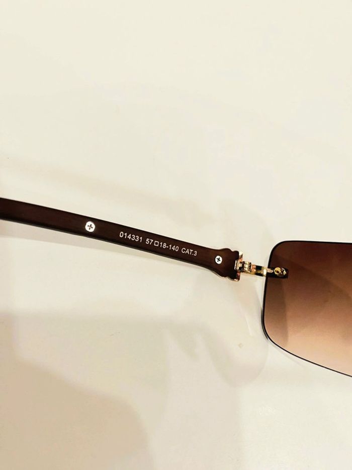 Lunette de soleil mixte percée verres marron bras effet bois UV protection catégorie 3 - photo numéro 5