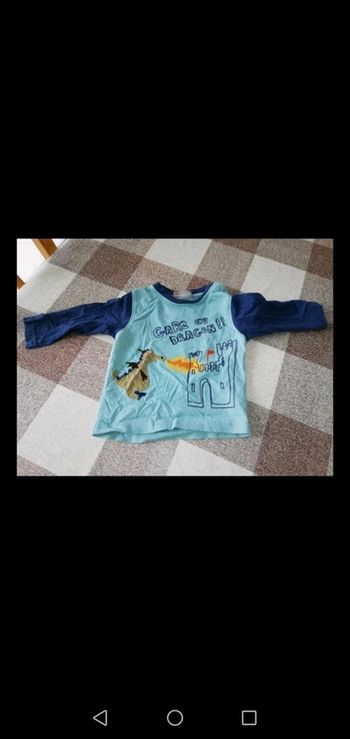 Tee shirt 12 mois manches longues bleu dragon