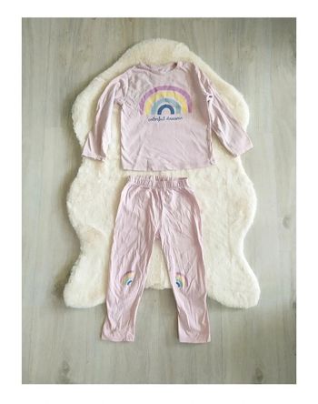 Pyjama 2 pièces coton rose arc-en-ciel Tex 36 mois fille doux léger imprimé enfant
