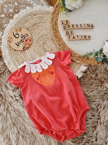 Barboteuse fraise 6mois bébé fille