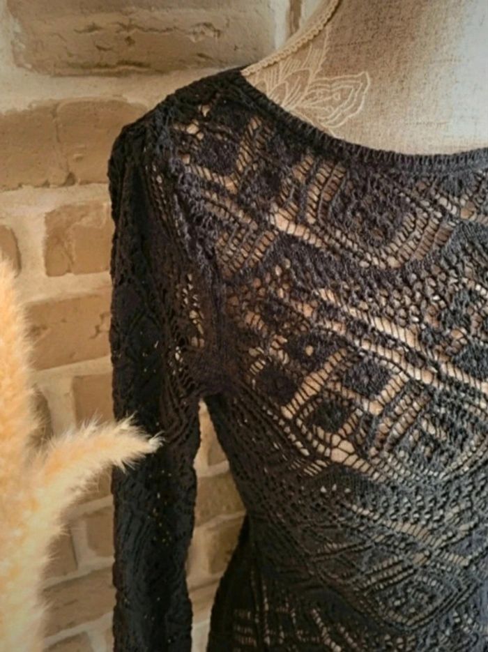 Pull en crochet noir dos ouvert La Redoute - photo numéro 2
