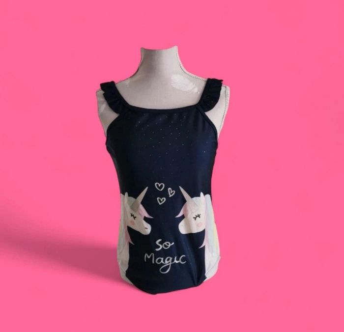 Maillot de bain 1 pièce marine paillettes licorne taille 12 ans