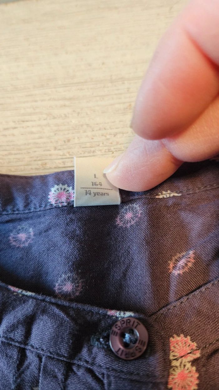 Chemisier fille manches longues, mauve avec dessins roses et blancs, Esprit, 14 ans, nickel - photo numéro 9