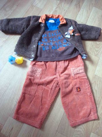 Ensemble gilet pantalon velours teeshirt Confetti