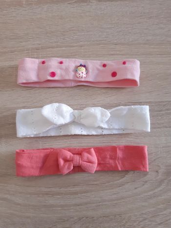 Lot 3 bandeaux rose blanc