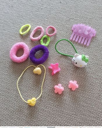 Lot d'élastiques multicolores pour cheveux, chouchous peigne Hello Kitty